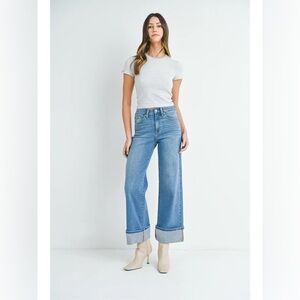 JBD Cuff Palazzo Jeans, Medium Denim, SIZE: 27